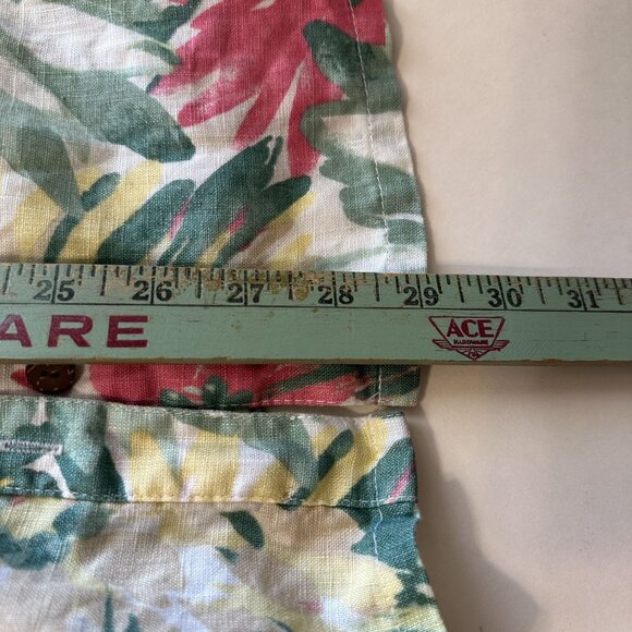 JM Collection Womans Top Plus Size 22W Floral Print Linen Button Up Tropical - Picture 7 of 8